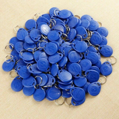 100 X BLUE 125Khz RFID TK4100 EM4100 Proximity ID Card Token Tags Key Keyfobs - Image 1 of 2