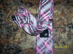 New JF J. FERRAR Spring Summer Easter Modern Neck Tie with Pink Tie Clip - Picture 1 of 3