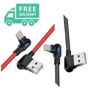 3X 6FT 90 Degree USB Cable Fast Charger Cord for iPhone XR 11 12 13 Pro 8 7 6s - Picture 1 of 11