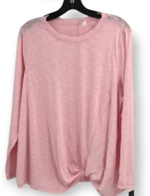 Parte inferior anudada manga larga rosa suave Ideology para mujer 1X Foto 1 de 2