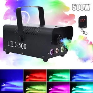 Smoke Machine 500W Fog Machine Disco Party Halloween Effect 3 LED RGB Live House - Foto 1 di 9