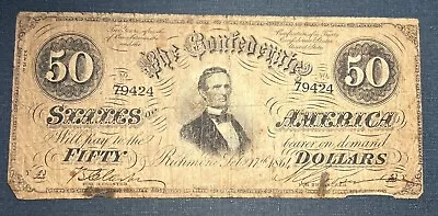 1864 $50 Confederate Note - Image 1 of 2