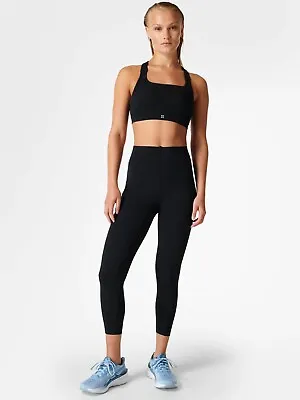 NWT Women's Sweaty Betty Power High Waist 7/8 Workout Leggings Black Size XXL US • 85€