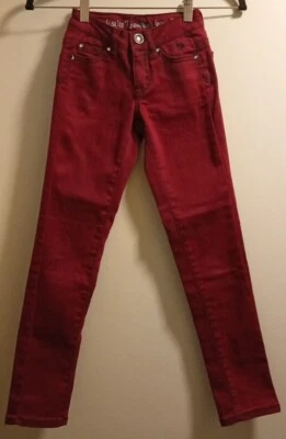 Justice Premium Jeans Girl's Dark Magenta Stretch Pants Jeans, Size 8 Short. - Image 1 of 4
