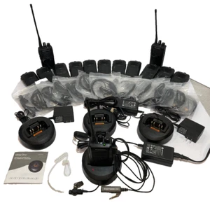Lot of 14 Motorola Vertex VX-261 Two-Way Radio w/ Earpiece/Mic + 4 Base & Power - Picture 1 of 22
