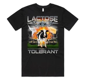 Lactose Tolerant T-shirt Top Funny Meme Milk Cheese Diet Gym Workout Gift Unisex - Picture 1 of 2