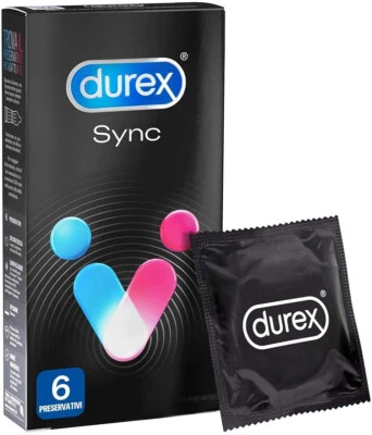 Durex Sync STIMOLANTE per LEI e RITARDANTI per LUI confezione da 6 Profilattici