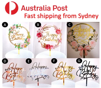 Birthday Cake Topper Happy Birthday Acrylic/Cardboard Party Decoration AU Stock - image 1 of 4