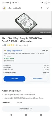 Seagate Momentus 7200.4 160GB Internal 7200RPM 2.5" (ST9160412AS) HDD - Image 1 of 4