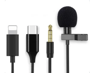 Lavalier Ansteck Mikrofon Mini Stereo Clip auf Mikrofon Kondensator für iPhone Samsung - Bild 1 von 13