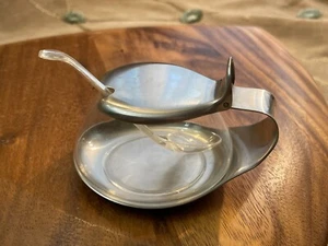 WMF Cromargen Germany Wagenfeld Jelly or Mustard Pot w/Spoon circa 1960's - Picture 1 of 11