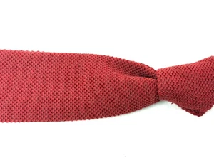 NWT Eton Made in Italy Solid Cherry Red Square Tip Honeycomb Knitted Tie NR - Picture 1 of 5