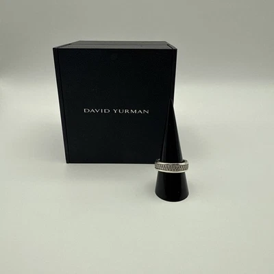 Anillo David Yurman Plata de Ley 925 Aerodinámico Dos Filas Diamantes Banda Talla 9.5 Foto 1 de 4