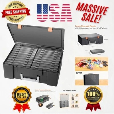 Organizador de almacenamiento de fotos duradero 4x6 con cierre hermético - 18 estuches incluidos Foto 1 de 4