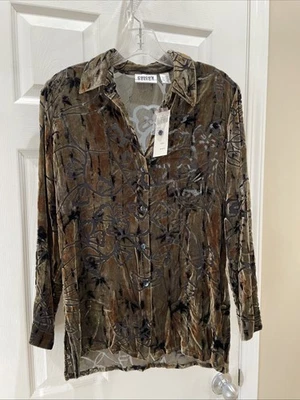 Blusa Chicos Nuevo Con Etiquetas Diseño Preciosa Verde Marrón Negra Manga Larga Botón Talla 0 Foto 1 de 4