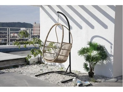 WOODTEX Hängesessel Hängeschaukel Hängekorb Hängestuhl Hängesitz mit Gestell Outdoor