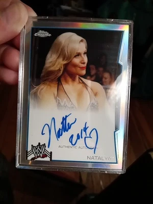2014 Topps WWE Chrome Natalya Rainbow Effect Refractor Numberd 41/50 Autogragh - Image 1 of 4
