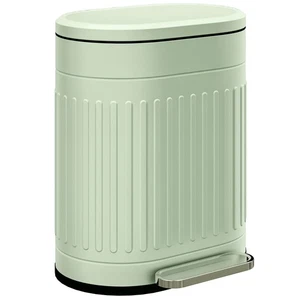 HOMCOM 20L Pedal Bin, Metal Kitchen Bin with Soft-close Lid, Light Green - Picture 1 of 11