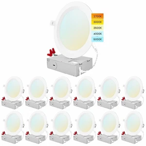 Luxrite 12-Pack 6 Inch Ultra Thin LED Recessed Light 5 Color Option Baffle - Picture 1 of 7