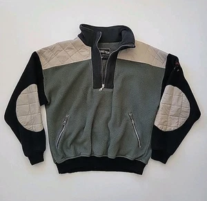 Maglione Obermeyer Polartec toppa gomito quarto zip pile finto collo colorblock - Foto 1 di 11