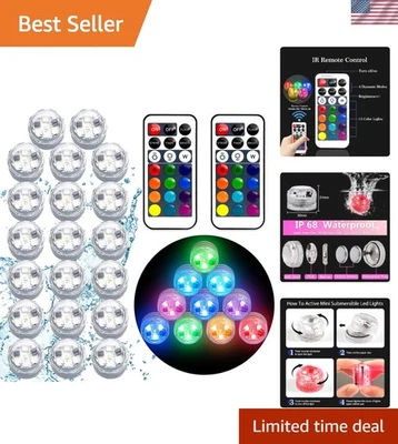 20-Pack Waterproof Submersible LED Lights - Color Changing Remote Control Can... - Image 1 of 4