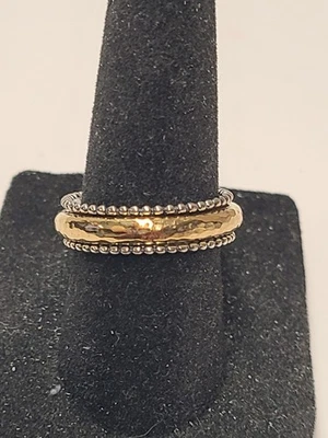 Two Tone Sterling Silver & 14K Gold Over Sterling Silver Spinner Ring - Image 1 of 2