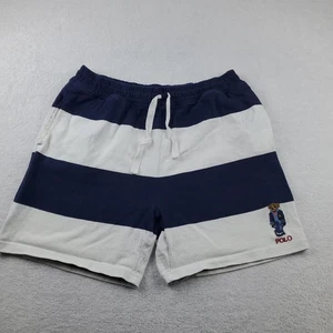 Polo Ralph Lauren Shorts Mens Medium Red Polo Bear Drawstring Sweat Striped - Picture 1 of 17
