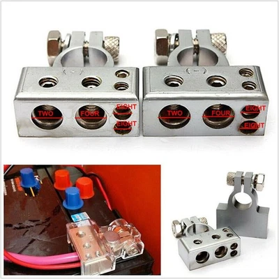 2Pcs Car Vehicle Metal Battery Terminal Clamp Connector Kit For 2 4 8 Gauge Foto 1 de 4
