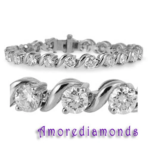 Brazalete Tenis 5.5 ct F VS Redondo Ideal Diamante Natural Slink Oro Blanco 7.5" Foto 1 de 1