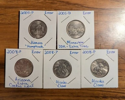 2005 & 2008 Error Quarters (5 coins) FREE SHIPPING! - Image 1 of 4