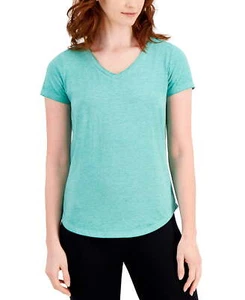 /LX009/ Style & Co Burnout V-Neck T-Shirt Emerald Sz S - Picture 1 of 1