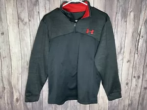 Under Armour Cold Gear Loose Fit Black/Red Logo 1/4 Zip Pullover Youth Size M - Picture 1 of 3