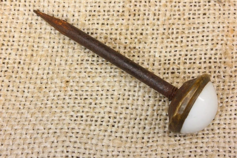 Old Picture Nail Artwork Hanger White Antique Porcelain Vintage 2 3/4 X 13/16” Cover