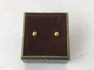Vintage 1980s gold tone metal ball stud earrings simple elegant chic pretty - Picture 1 of 8