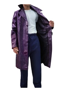 Joker Costume Trench Cappotto Il Viola Coccodrillo Texturizzato Giacca Ecopelle - Foto 1 di 8