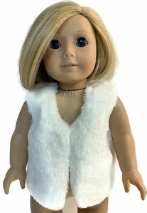Sparkly White Faux Fur Vest Clothes for 18 inch Dolls Girl - Picture 1 of 3