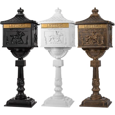 Mail Box Heavy Duty Mailbox Postal Box Security Cast Aluminum Vertical Pedestal - Image 1 of 4