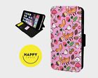 FOX BIRD PARTY PRINT PINK - Faux Leather Flip Phone Case Cover - iphone/Samsung