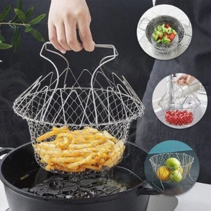 Edelstahl Faltbar Kochen Abtropfen Frittierkorb Sieb - Bild 1 von 11