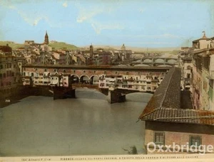 Florence Italy Ponte Vecchio Old Bridge 1880 Original Color Photograph Bazaar - Picture 1 of 1