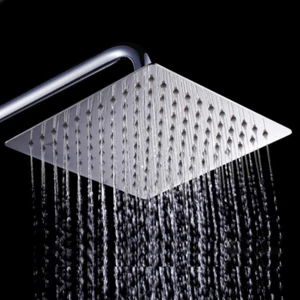 Square Stainless Steel Showerhead Rainfall Chrome High Pressure Ultrathin Shower - Picture 1 of 15