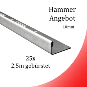 25x L-Profil Edelstahlschiene Fliesenschiene Fliesenprofil L250cm 10mm gebürstet - Bild 1 von 3