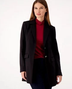 Dennis Basso Ponte Knit Lined Blazer With Pockets Black Reg 14 A556110 - Picture 1 of 5