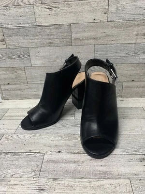 Apt. 9 botines al tobillo profesionales Peep Toe para mujer de 4" tacón ancho negros talla 8 Foto 1 de 4