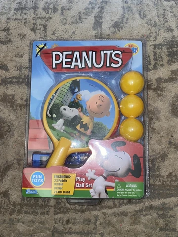 Fun Toys Peanuts Charlie Brown Paddle Ball Set Net Stand Snoopy Woodstock New Cover
