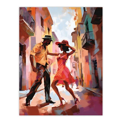 ARTERY8 Salsa Street Dance Mambo Colourful Dancing Painting Rhythm Wall Art Poster Print