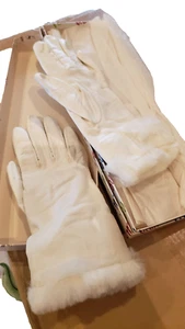 VIntage weiche weiße Lederhandschuhe - Bild 1 von 3