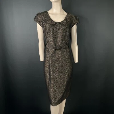 Laura Ashley Occasion Vintage Dress Size UK 14 EU 42 USA 10 Black Gold Polka Dot - Image 1 of 4