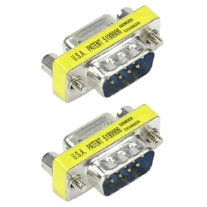 2x DB9 D-SUB 9 Pin RS232 Serial Male to Female Port Saver Adapter Connector Gold - Picture 1 of 1