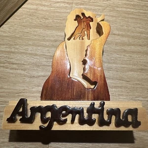 Wood Craft Hand Made Tango Statue Natural Decoration Design Puzzle Argentina - Picture 1 of 9
